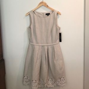 NWT TAHARI flax tan linen dress size 6